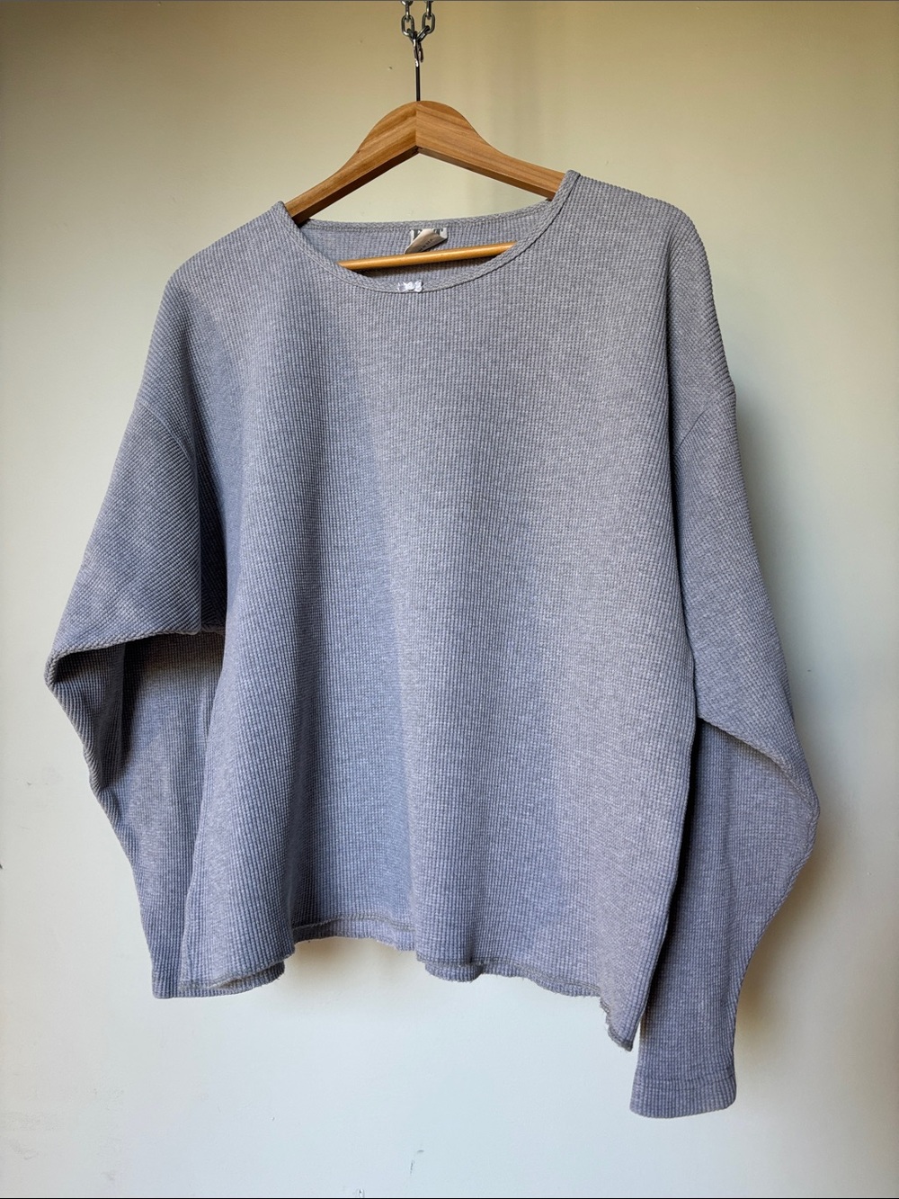 RARE Vtg Fitigues Thermal Heather Gray Waffle Boxy Fit Size Medium 90’s/Y2K